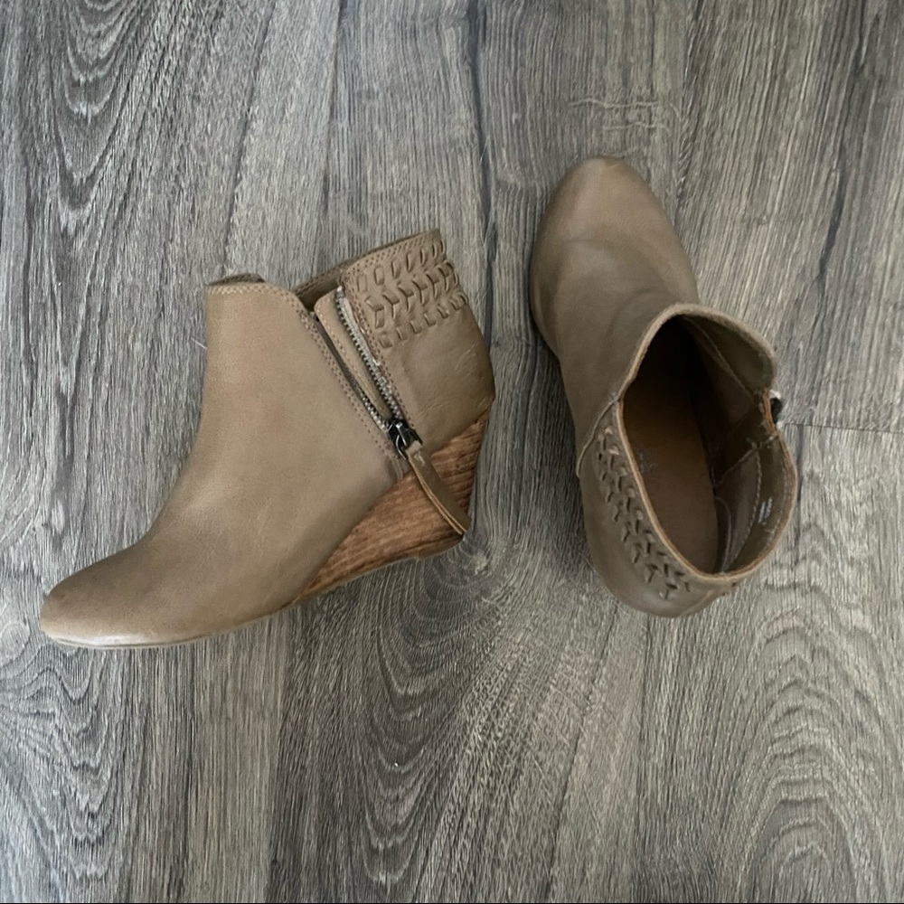 REPORT Footwear | Greer Wedge Booties beige tan faux leather